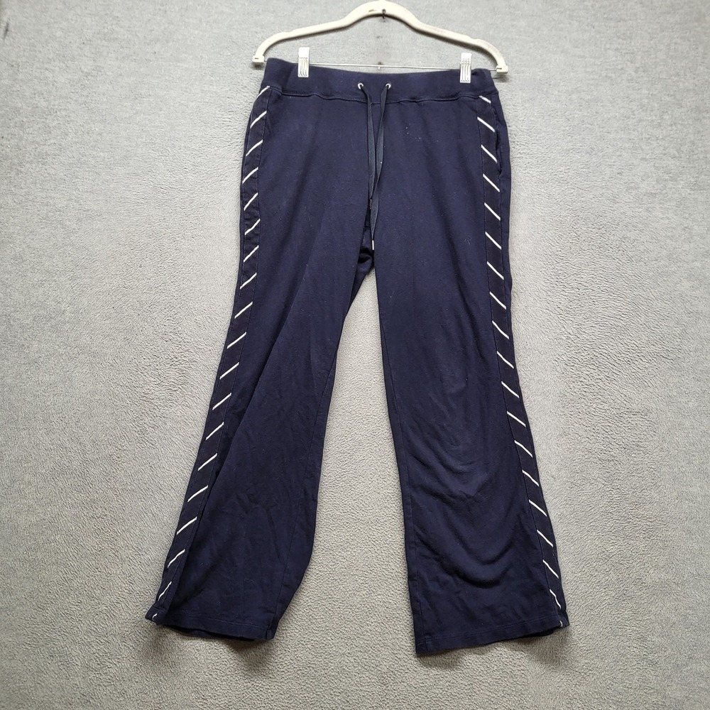 Lauren Ralph Women Pants PM Navy Striped Drawstring 28" Inseam READ